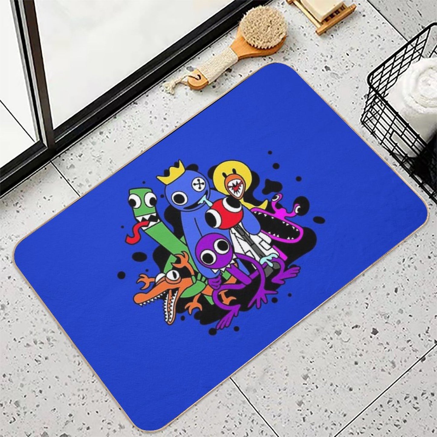 Rainbow Friends Hug It Out  Stain-Proof Bath Mat