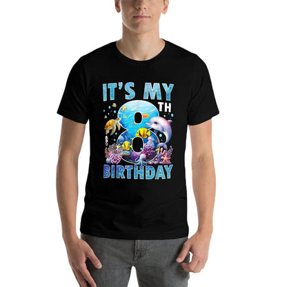 It’s My 8th Birthday Ocean 8 Years Old Sea Aquarium Birthday  Lightweight T-Shirt