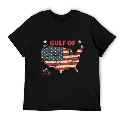 Mens Womens Gulf of USA America Funny USA Flag Vintage Retro Stretchy T-Shirt