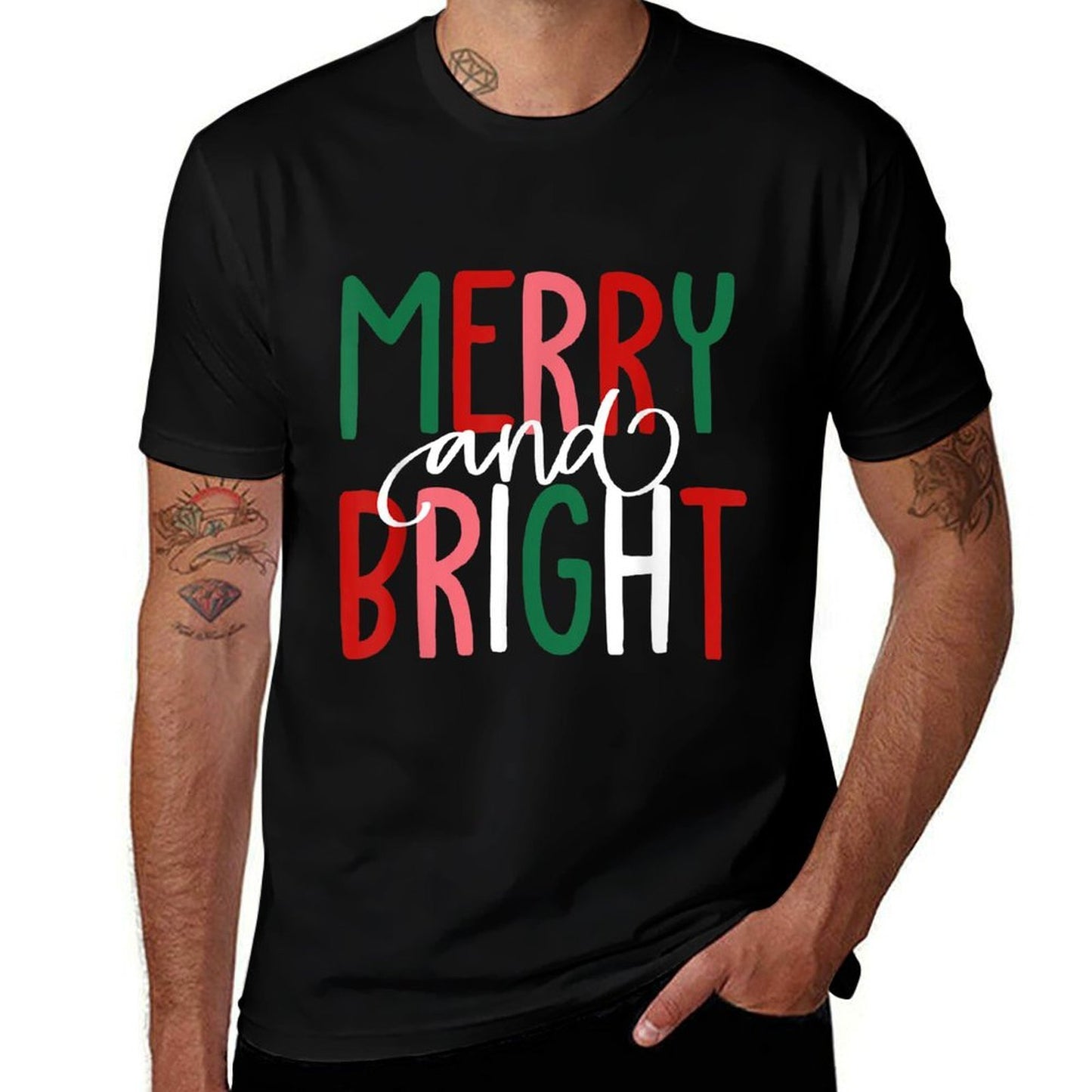Merry And Bright Christmas Xmas Tree Pajamas Family Holiday  Moisture-wicking T-Shirt