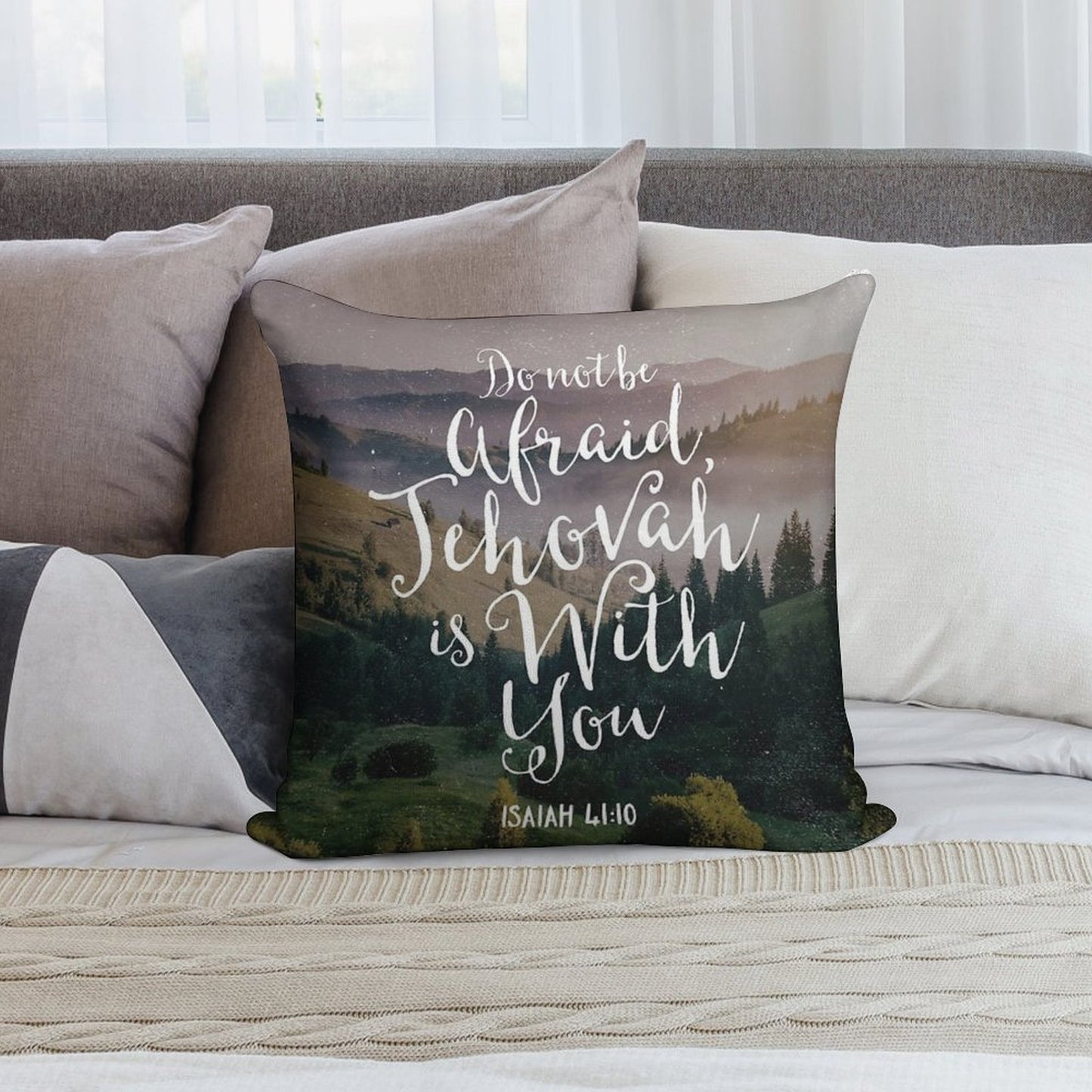 Do Not Be Afraid, Jehovah Is With You Soft Reinforced Edging Throw Pillow