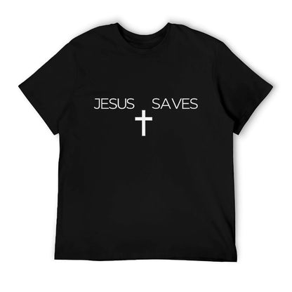 Jesus Saves Cross Subtle Christian Minimal Religious Faith Summer-ready Fabric T-Shirt
