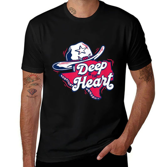 Deep in The Heart Vintage Texas Cartoon Proud Texan  Summer-ready Fabric T-Shirt