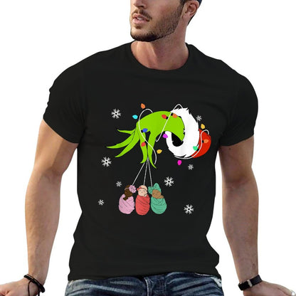 NICU Labor Delivery Nurse Santa Christmas Xmas Pajamas Funny  Ribbed Collar T-Shirt