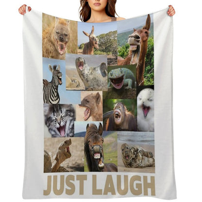 Just Laugh (animals) Wrinkle-free Throw Blanket