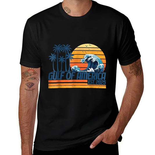 Gulf Of USA America Est 2025 Retro Vintage Gulf Of Mexico Trendy Pattern T-Shirt