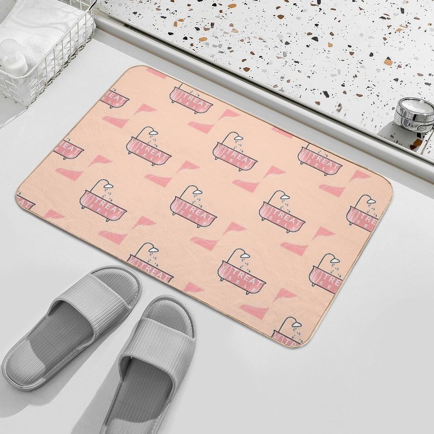 Treat Yo' Self Bathtub Spa Motivatinal Graphic- Together  Repositionable Bath Mat