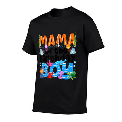Mama Under Sea Birthday Party Boys Ocean Sea Animals Themed  Stretchy T-Shirt