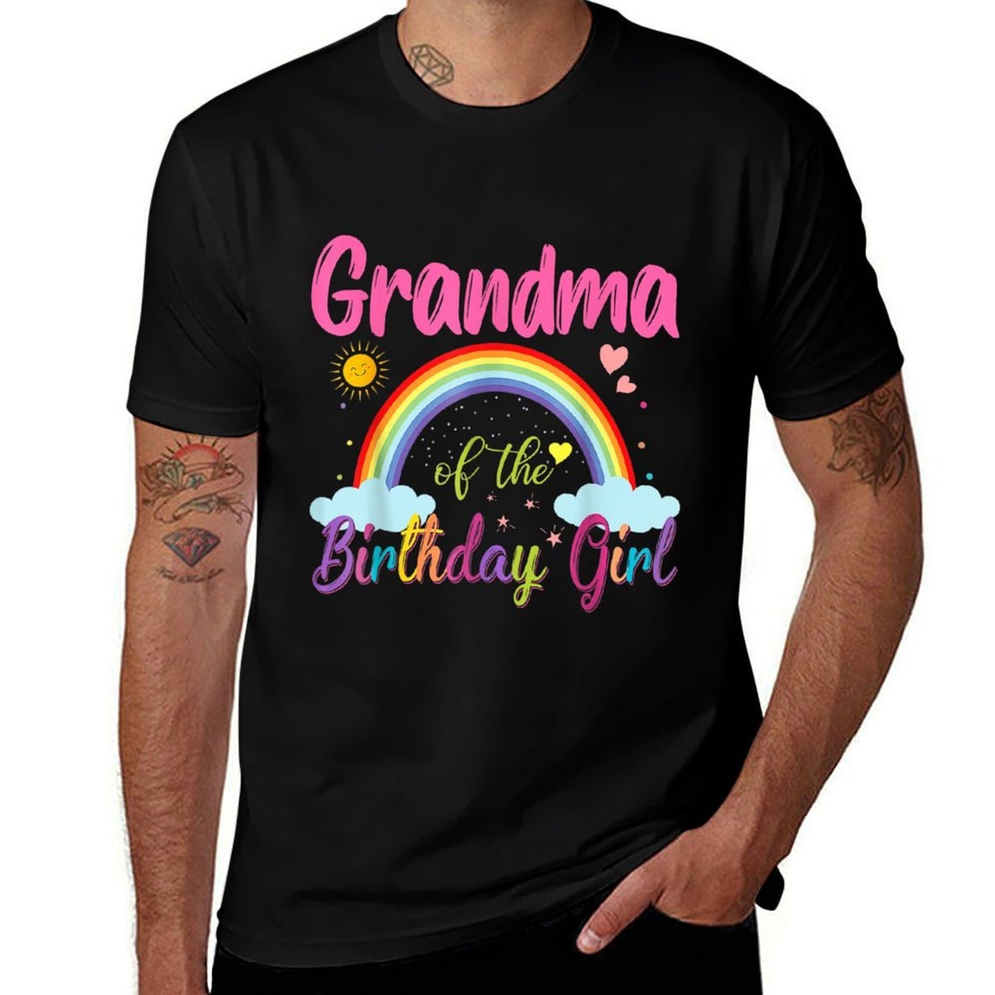 Grandma Of The Birthday Girl Rainbow Birthday Family Party  Graphic-printed T-Shirt