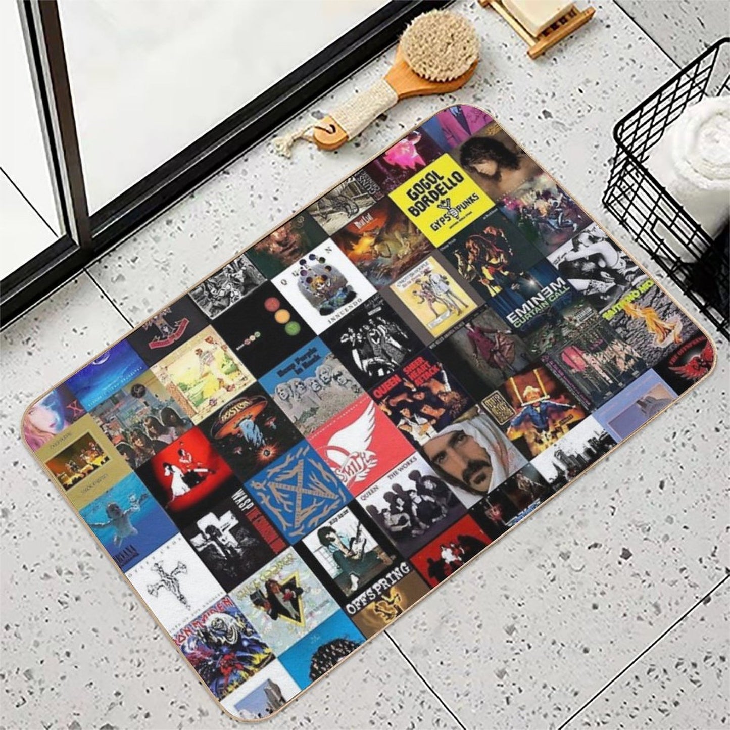 Retro Album Cover Collage Durable Bath Mat