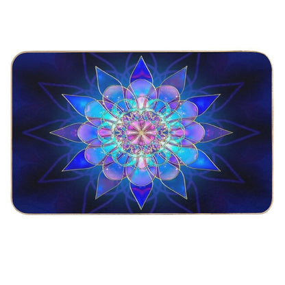 Blue Flower Mandala Fractal  Toxin-Free Bath Mat