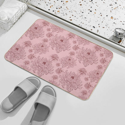 Vintage Floral Pattern on Soft Pink Background  Pet-Safe Bath Mat