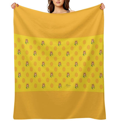 Sunflower Yellow Colorful Print – Cute Cartoon Beaver Taffy Floral Design Multi-functional Throw Blanket