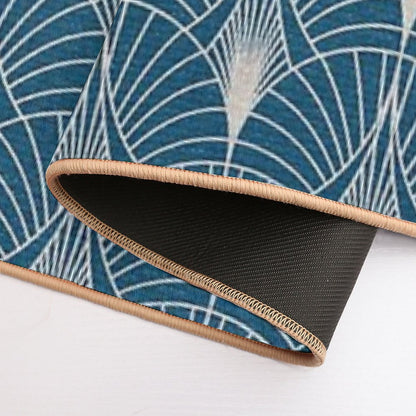 (Faux) Turquoise And (Faux) Silver Art Deco Pattern  Eco-Friendly Bath Mat