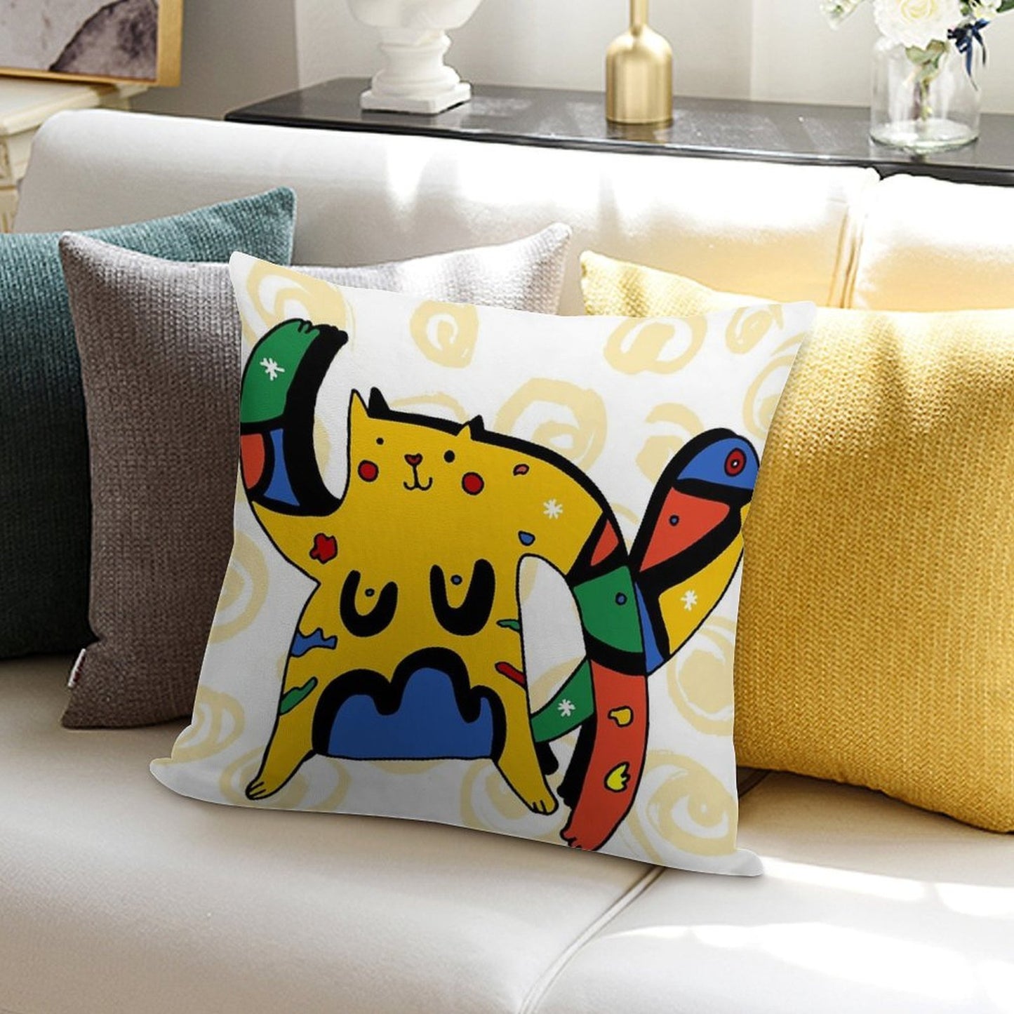 Joan Miro's Cat Soft Ultra-Soft Texture Throw Pillow