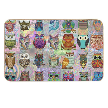 Psychedelic Owls  Repositionable Bath Mat