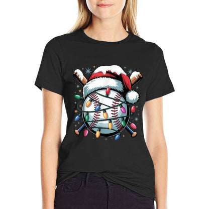 Christmas Baseball Boy Youth Kid Men Santa Hat Xmas Baseball  Versatile T-Shirt
