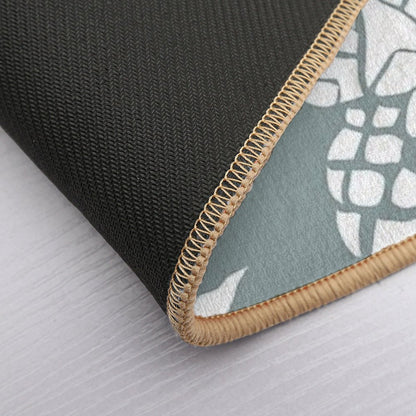 Hawaii Tropical Pineapple, Teal And White  Long-Lasting Bath Mat