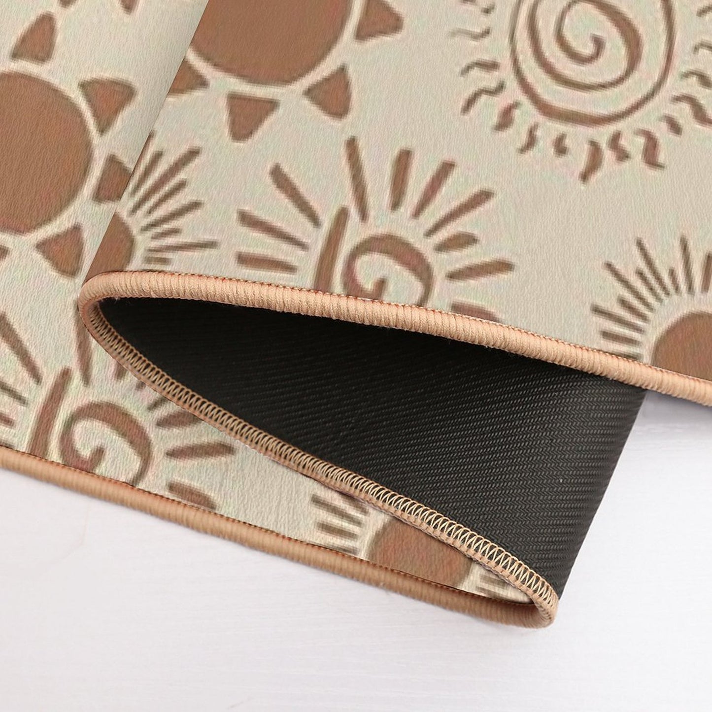 Magical Sun Bohemian Dreamy Aesthetic In Muted Colors Brown & Muted Yellow  Odorless Bath Mat