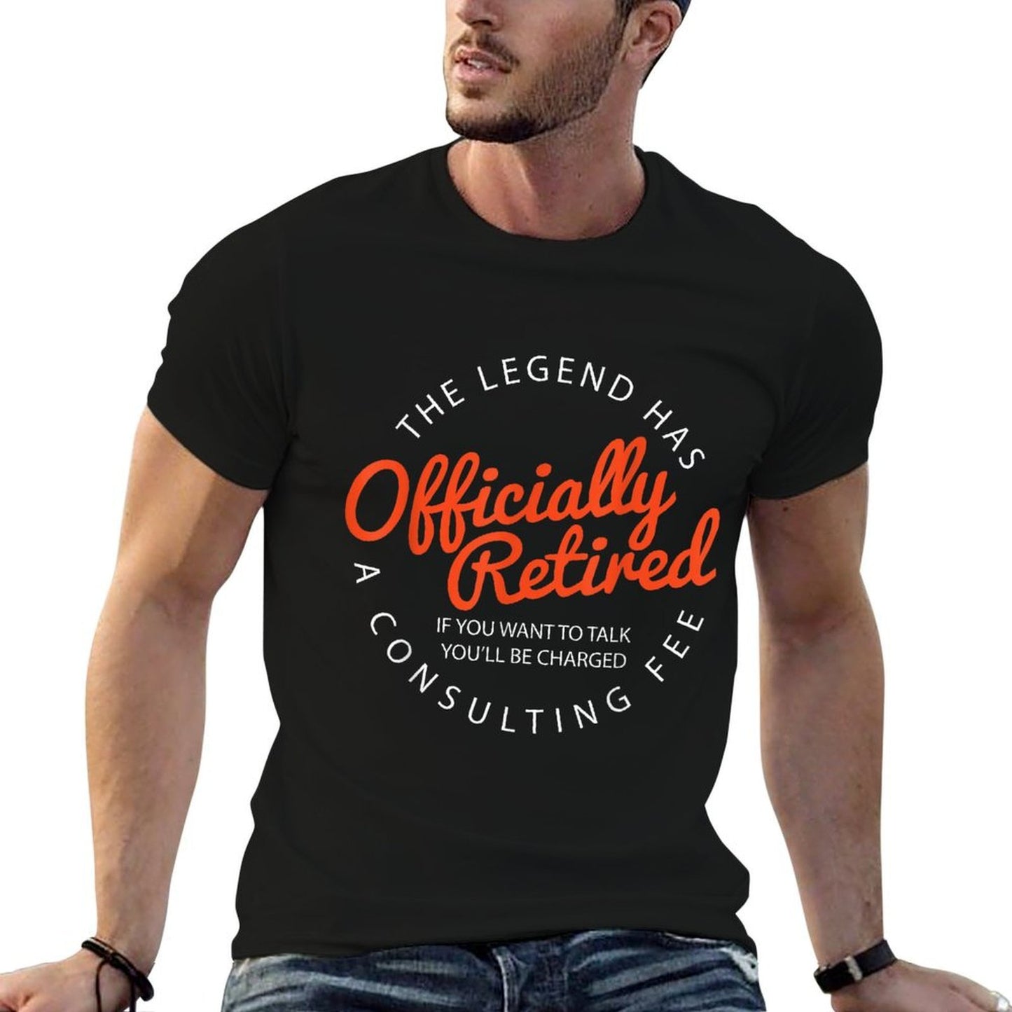 Legend Officially Retired&#34; Men&#39;s Funny Retirement - Black, Classic Fit, Crew Neck  Affordable Price T-Shirt