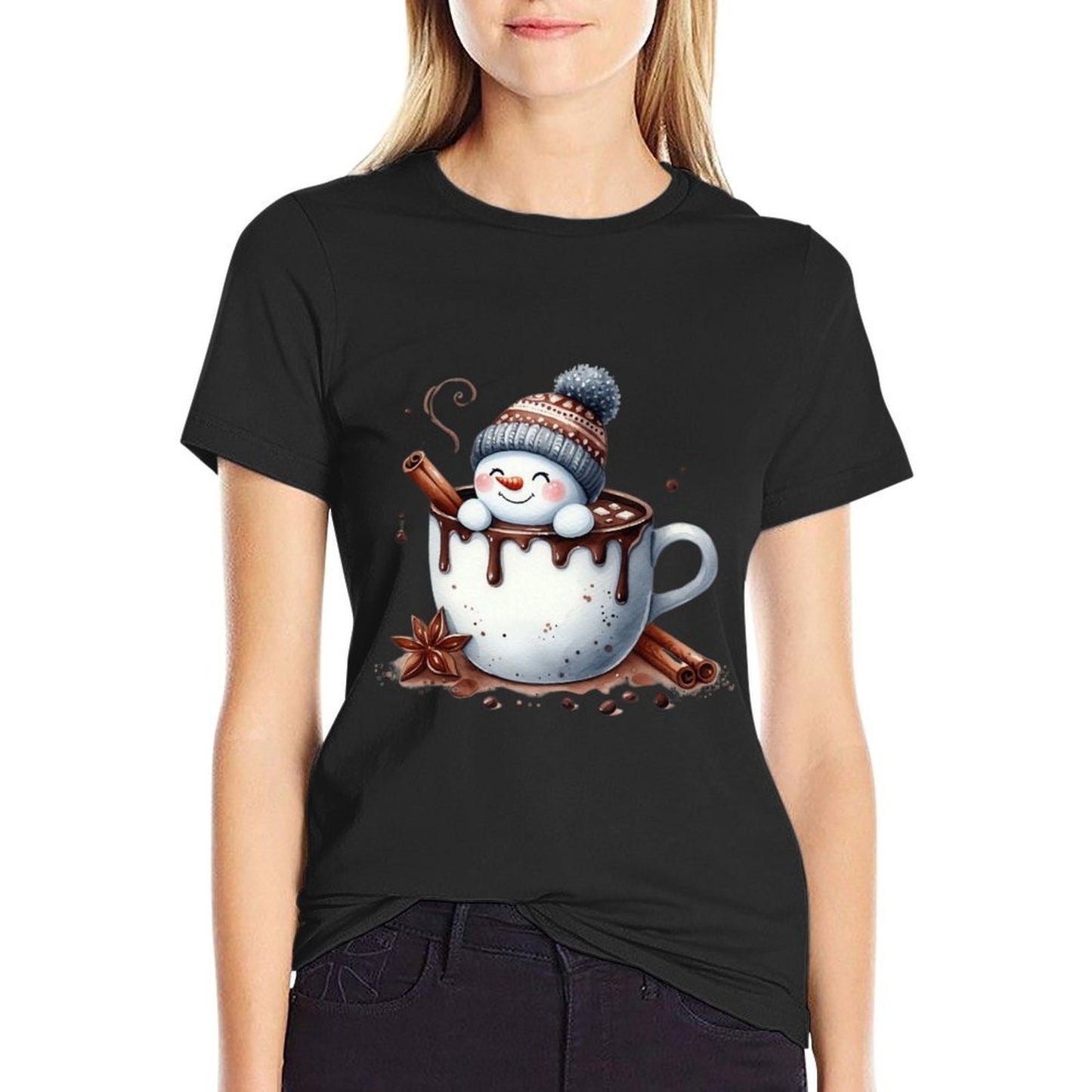 Cute Christmas Hot Chocolate Snowman  Odor-resistant T-Shirt