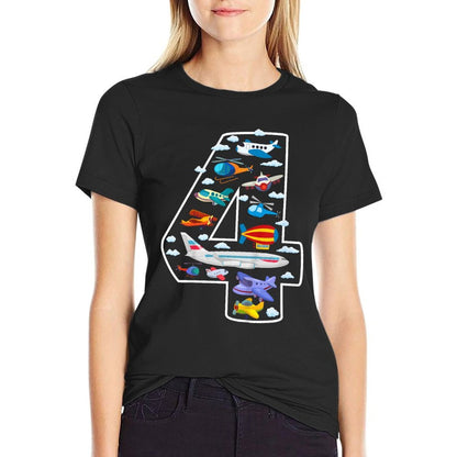 Kids Its My 4th Birthday Boys 4 Airplanes Helicopters 4 Years Old  Lightweight T-Shirt
