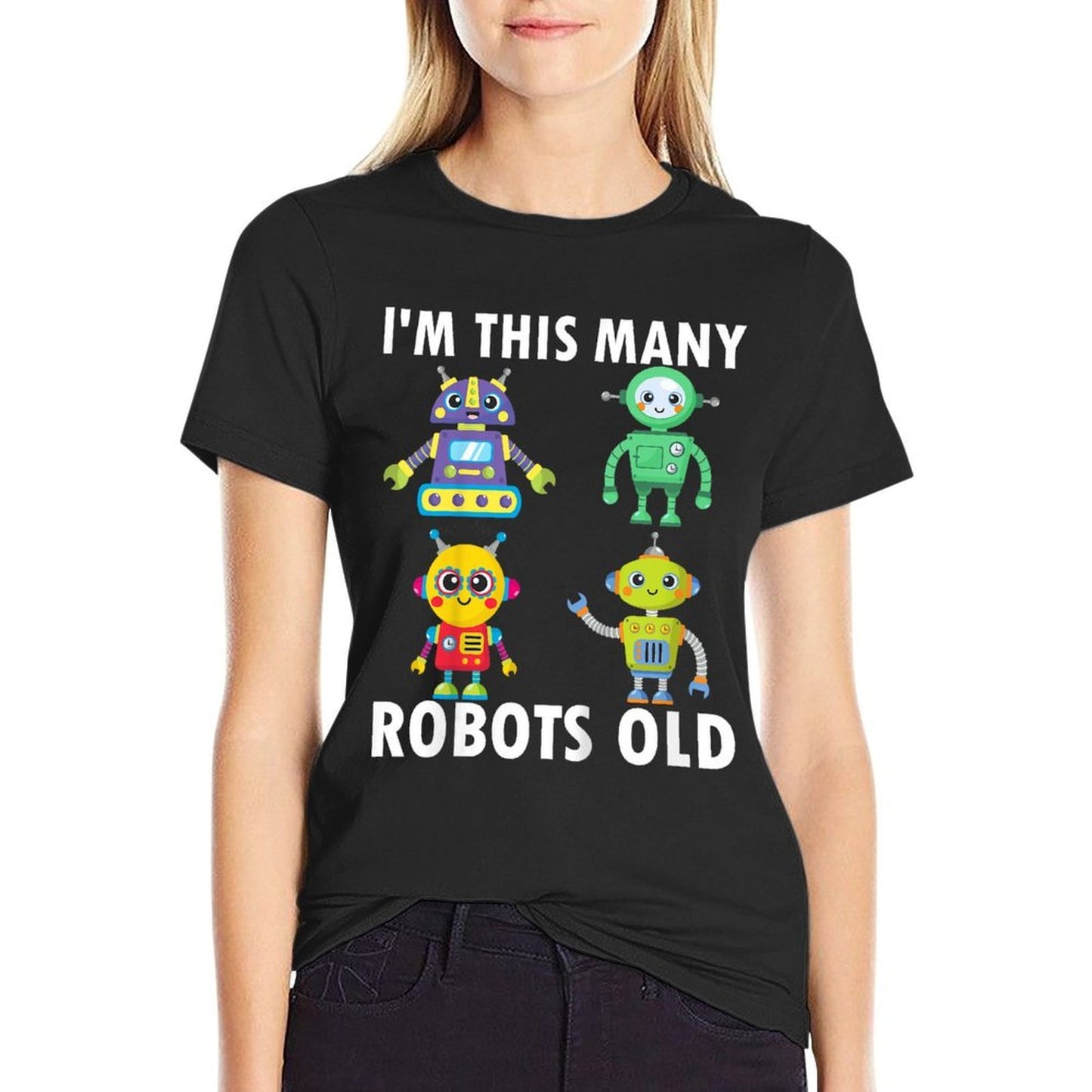 Kids 4 Years Old Robots Old 4th Birthday Kids  High-quality Stitching T-Shirt