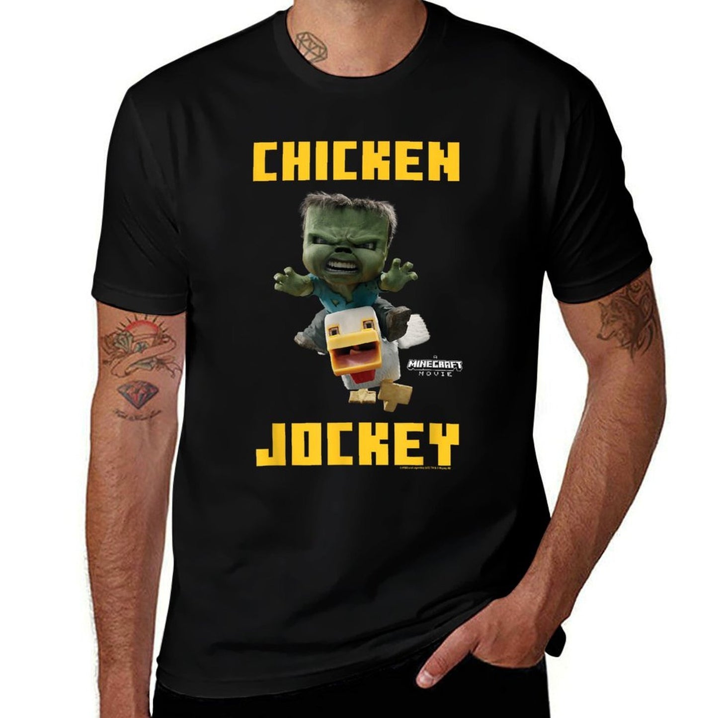 A Minecraft Movie Chicken Jockey Baby Zombie Logo  Lightweight T-Shirt
