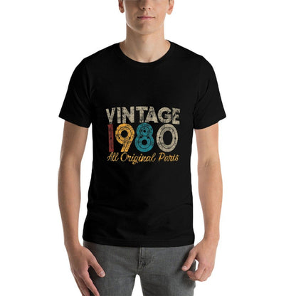 Vintage 1980 Retro 40th Birthday Gifts for Women  Slim-fit Cut T-Shirt