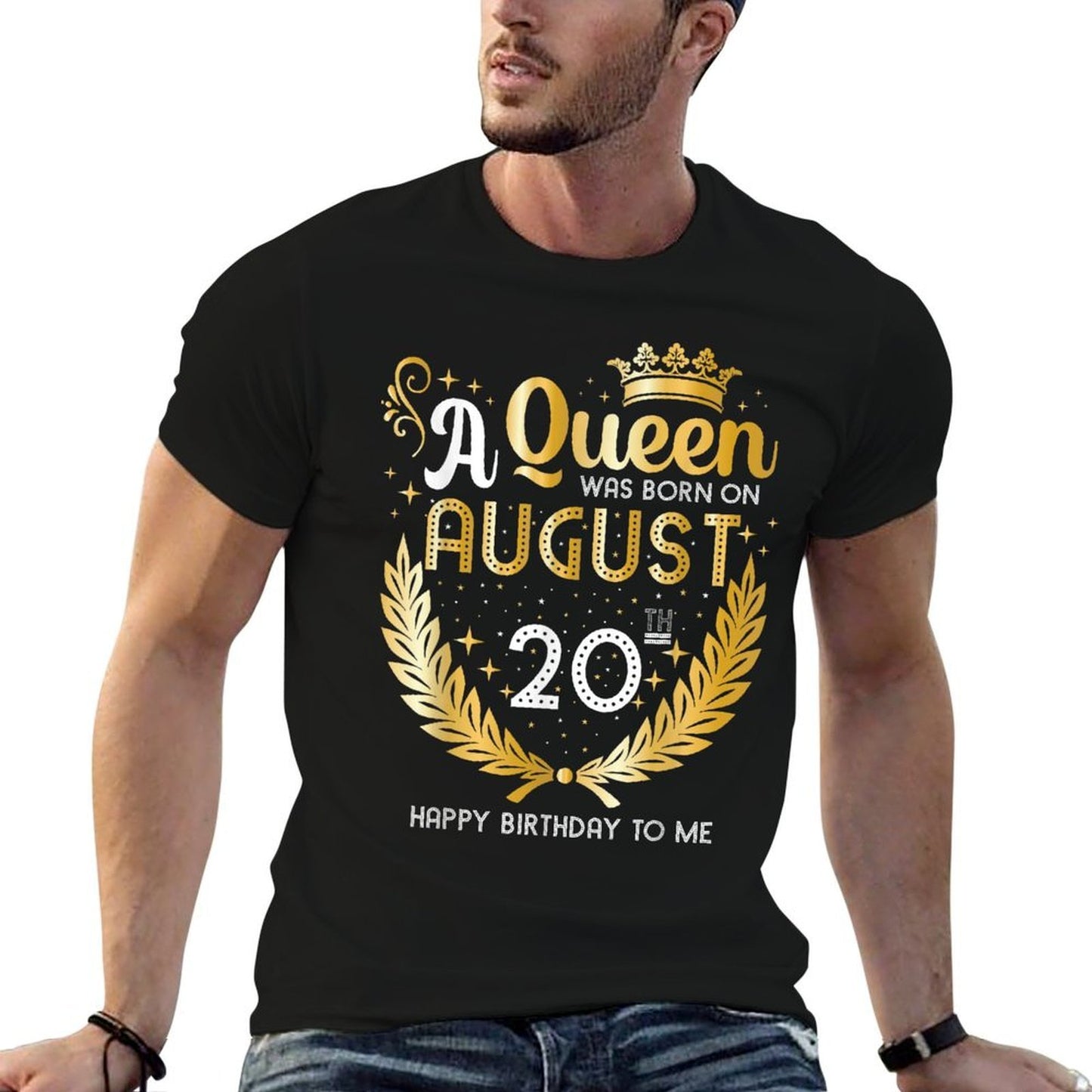A Queen Was Born on August 20, Girly August 20th Birthday  Polyester Blend T-Shirt