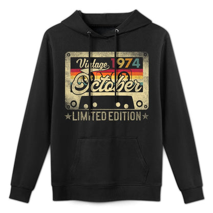 October 1974 Retro 50th Birthday Limited Edition Vintage Shape Retention Hoodie