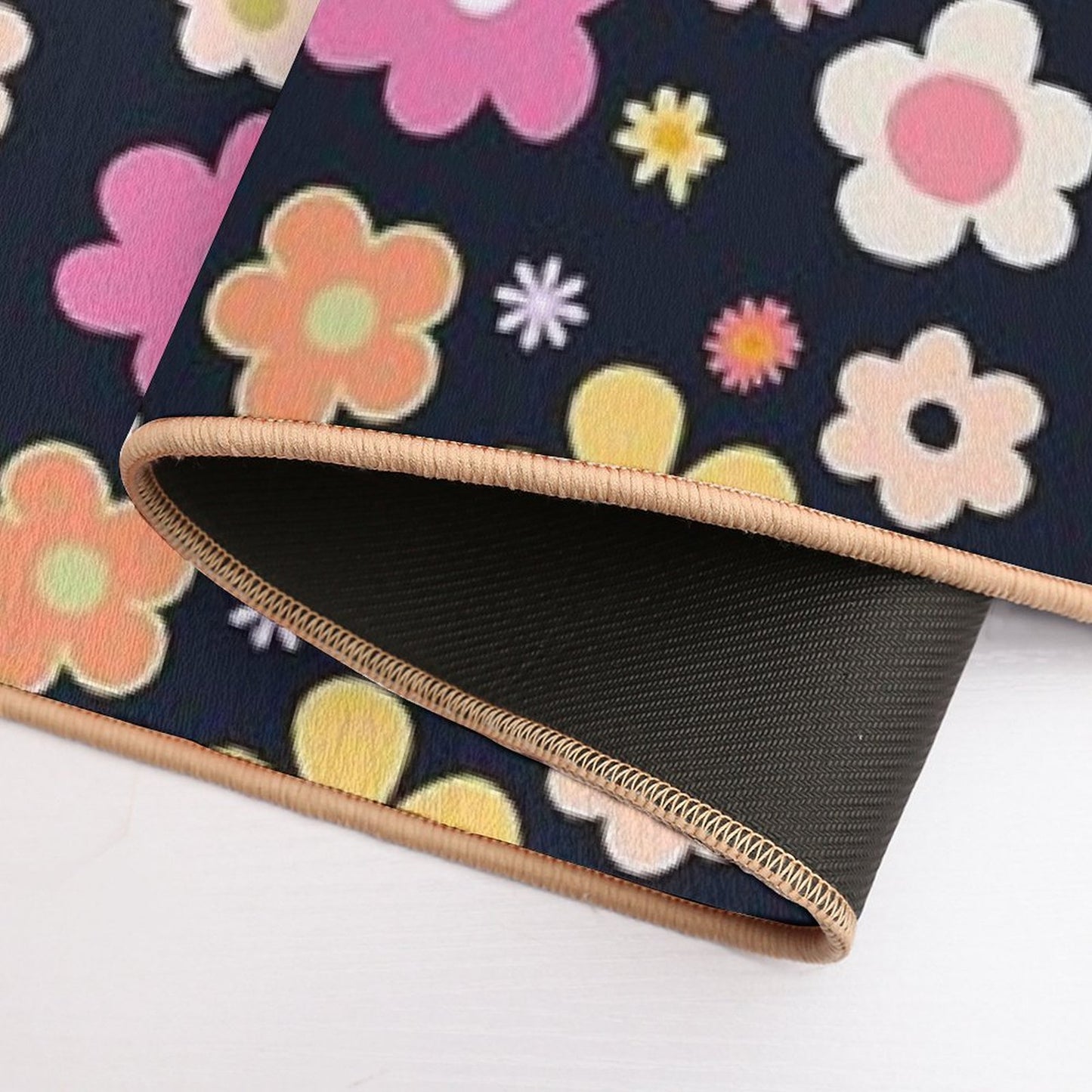 Cute Flower Dark Blue Theme  Odorless Bath Mat