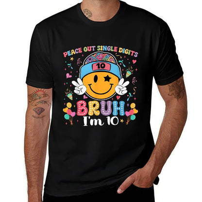 Peace Out Single Digits Smile Face 10 Year Old Girl Birthday  Lightweight T-Shirt
