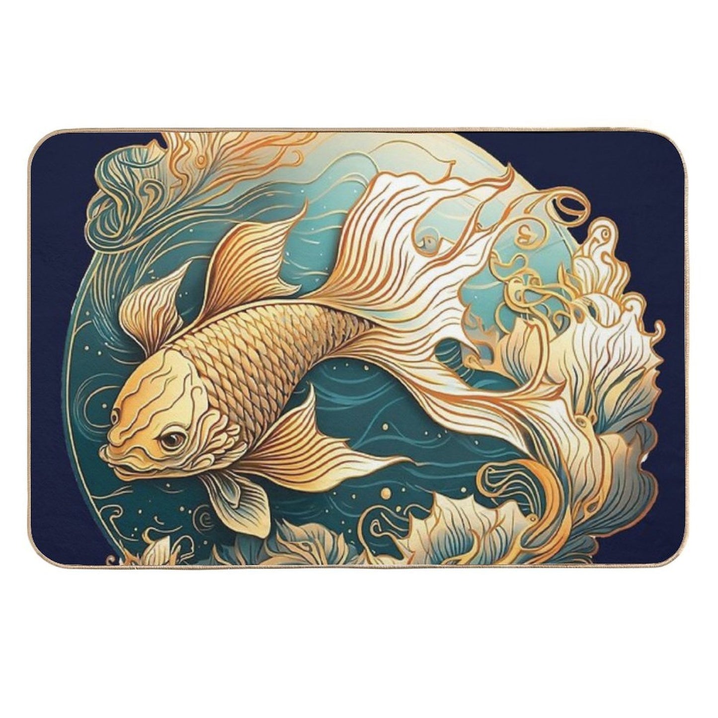 Elegant Lucky Gold Fish  Odorless Bath Mat