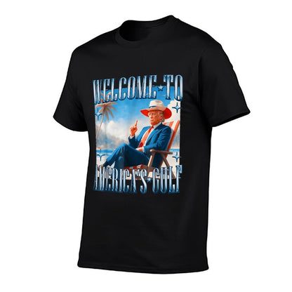 President Trump Welcome To America's Gulf Mexico  Ribbed Collar T-Shirt