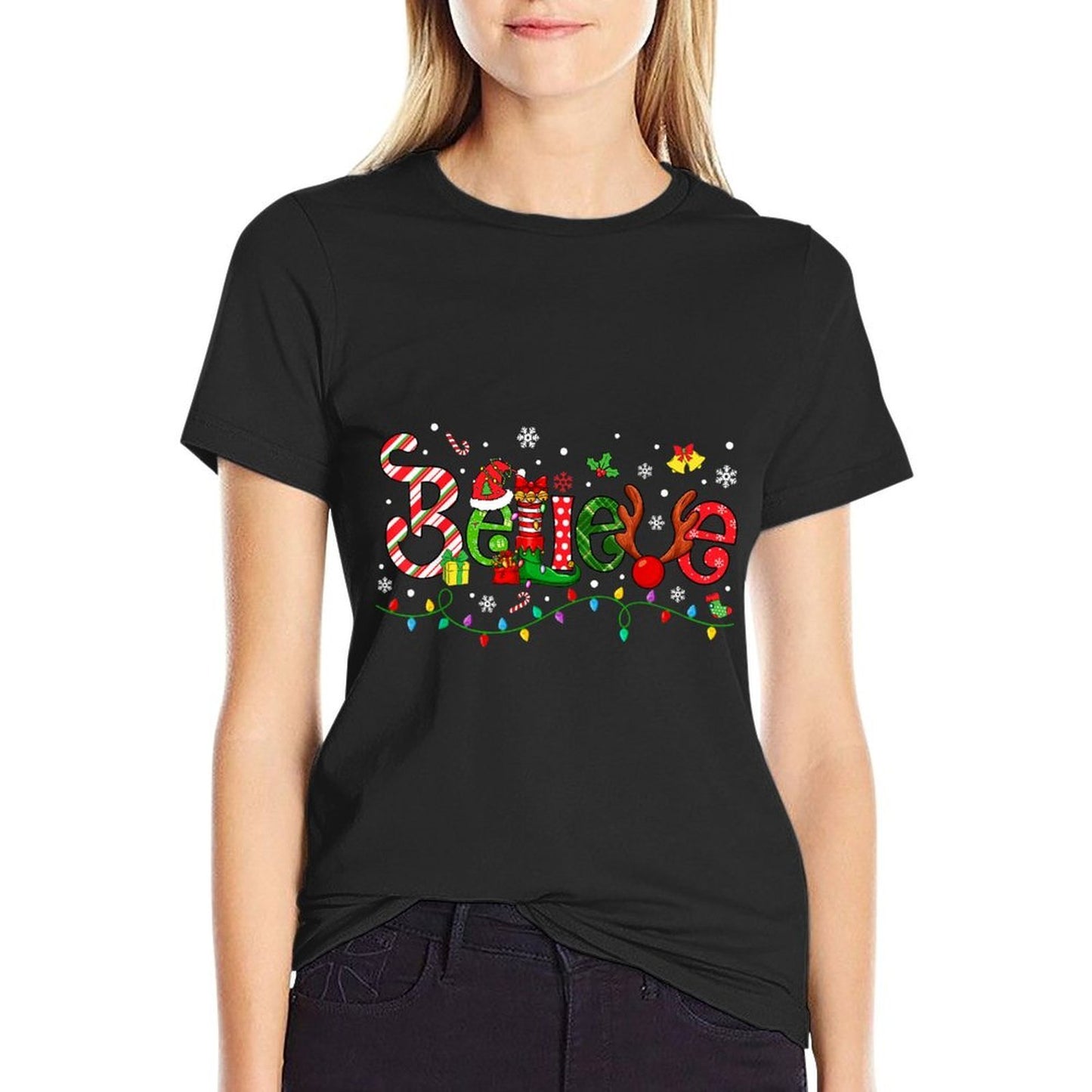 Believe Merry Christmas Santa Team Squad Matching Family  Tagless Design T-Shirt