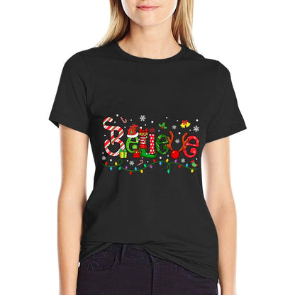 Believe Merry Christmas Santa Team Squad Matching Family  Tagless Design T-Shirt