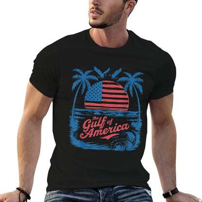 America Gulf-Of-US Retro Vintage Beach USA Flag Men Women Eco-friendly Material T-Shirt