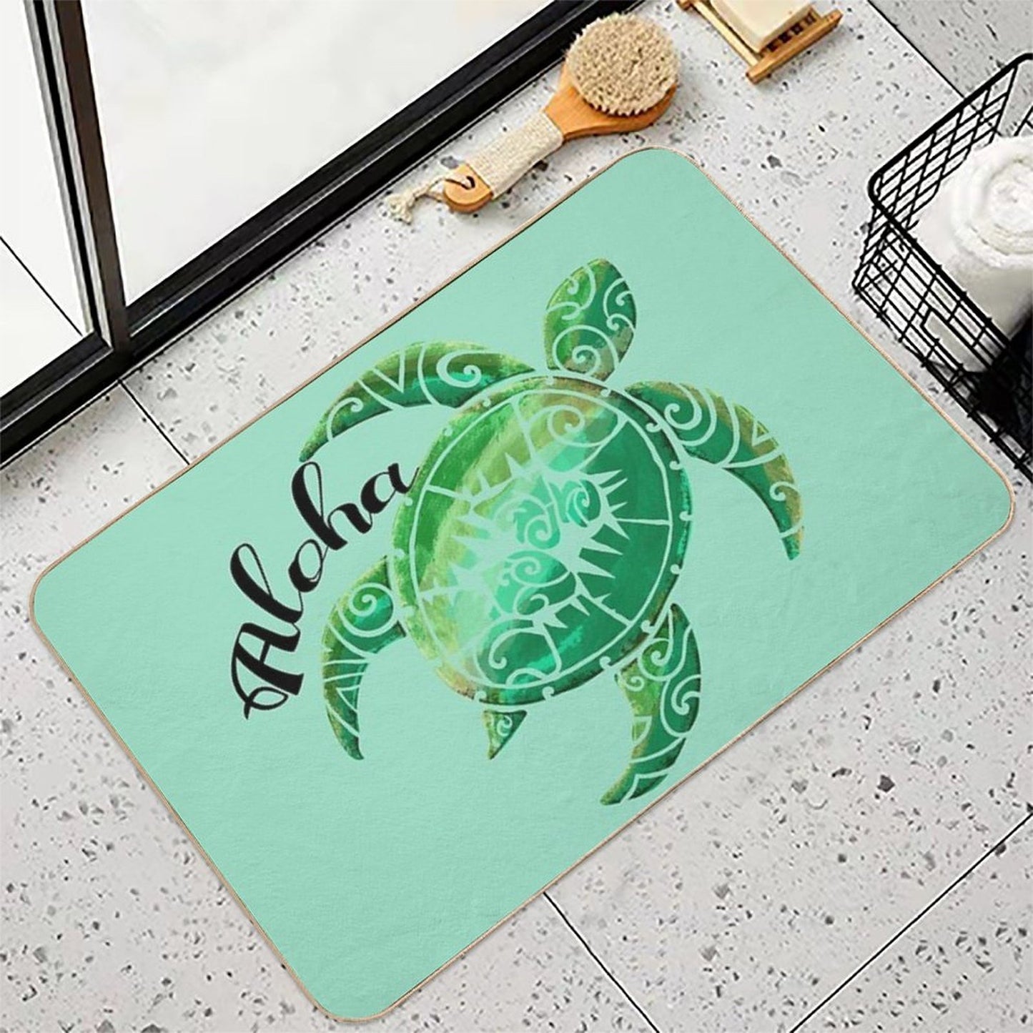 VIntage Hawaiian Turtle Surfacing  Long-Lasting Bath Mat
