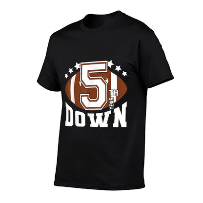 Kids 5th Year Down Football Birthday Boy Party 5 Year Old  Graphic-printed T-Shirt