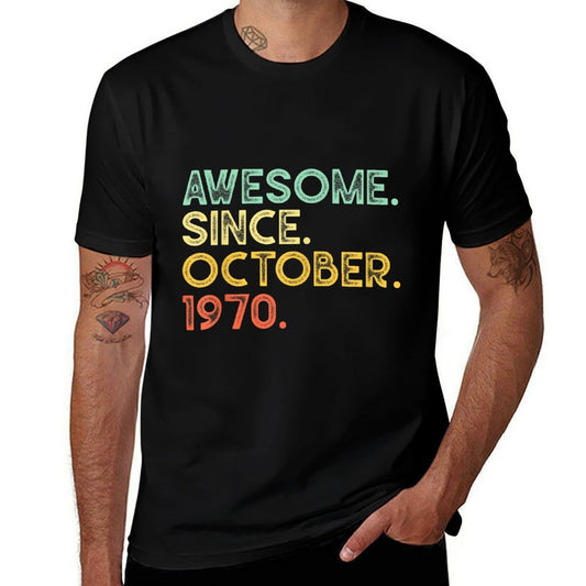 50 Years Old Awesome October 1970 50th Birthday Gift  Vintage-inspired T-Shirt