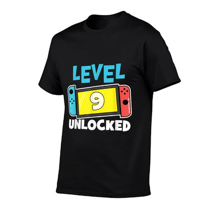 Level 9 Unlocked Gamer 9th Birthday Gift Video Game Lovers  Ribbed Collar T-Shirt