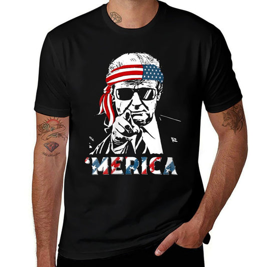 Womens 'MERICA TRUMP Happy 4th Of July Trump American  Eco-friendly Material T-Shirt