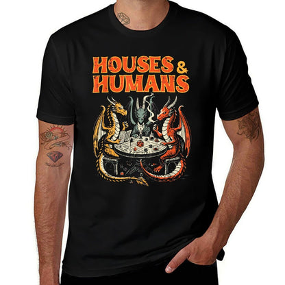 Gaming Houses Humans Funny Rpg Parody Gamer Men Boys Kids  Versatile T-Shirt