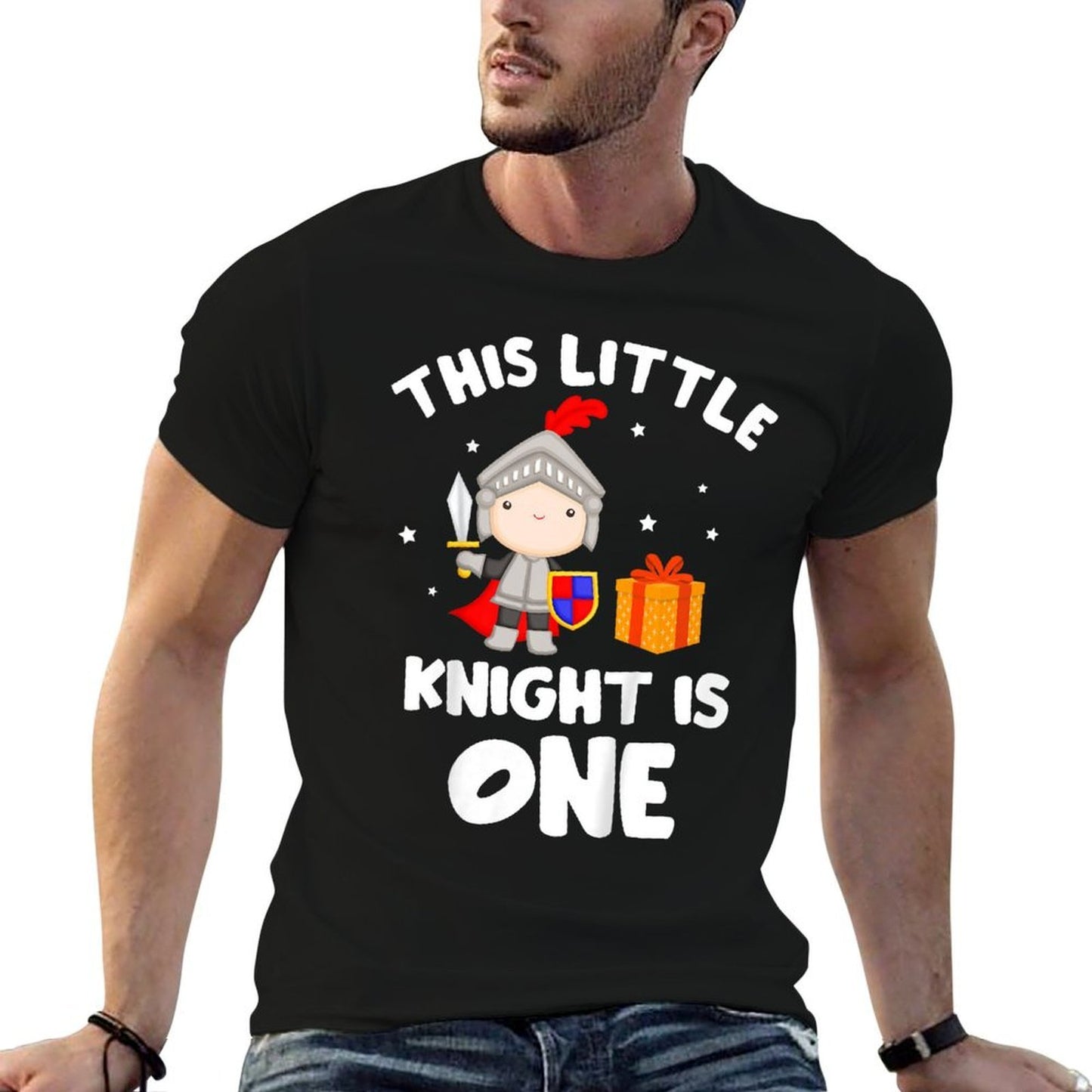 Kids First Birthday Party Knight One Year Old Celebration  Durable T-Shirt