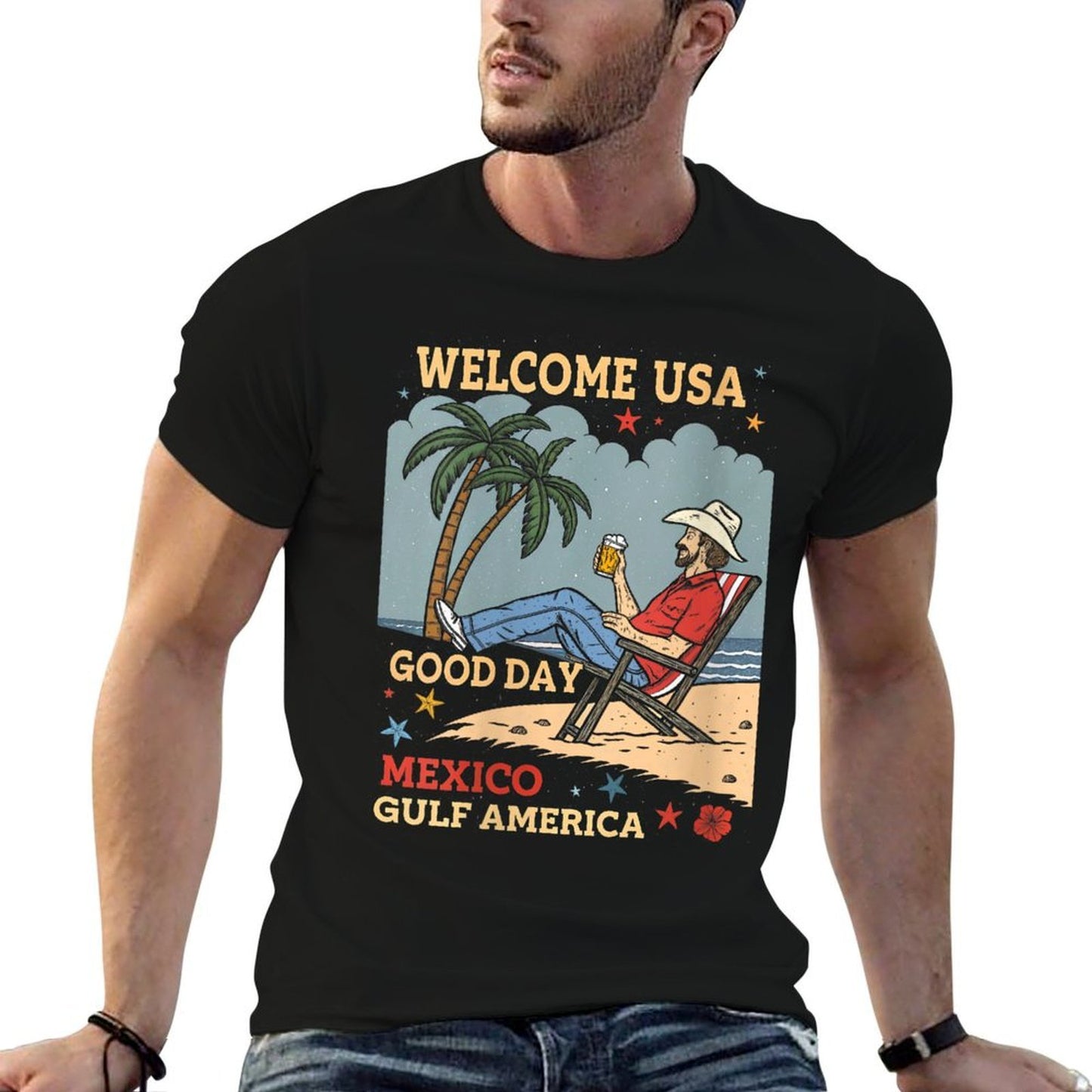 Womens Retro Vintage Mexico Gulf America USA American America  Lightweight T-Shirt