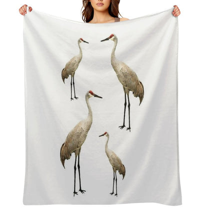 Vista View Sandhill Cranes on White Wrinkle-free Throw Blanket