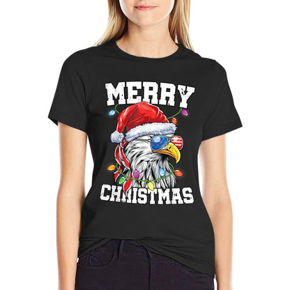 Merry Christmas Patriotic USA Patriotic Santa Bald Eagle  Breathable T-Shirt