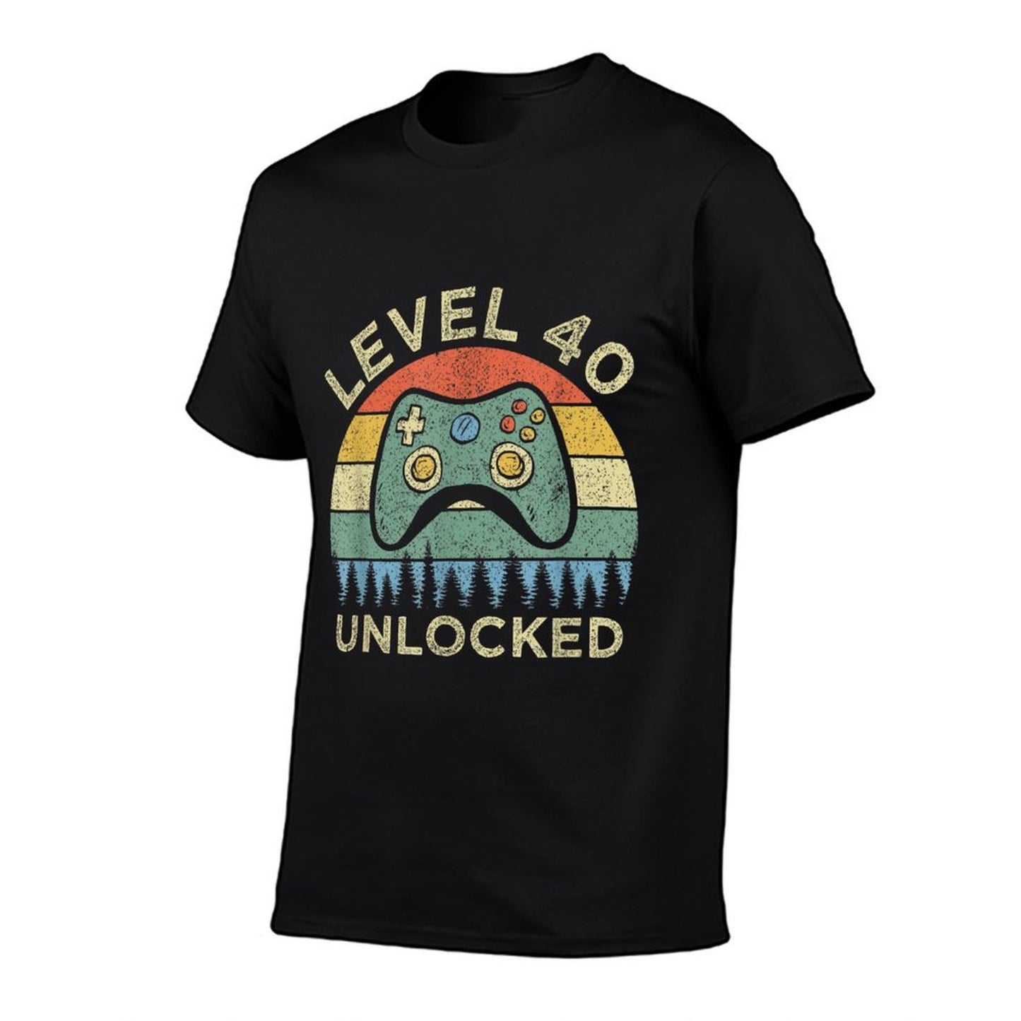Level 40 Unlocked Video Gamer Retro 40th Birthday Gift  Wrinkle-resistant T-Shirt