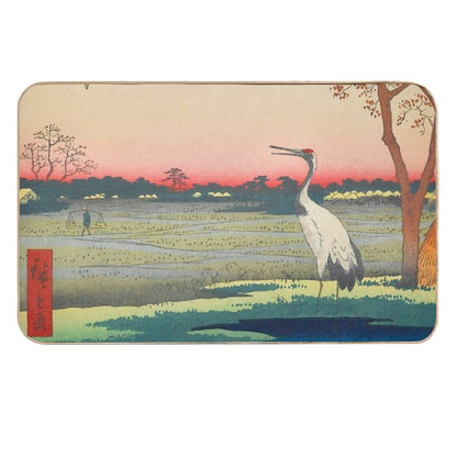 Red-crowned Crane Vintage Ukiyo-e Japanese Art  High-Traffic Bath Mat